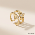 Çapraz Form Taş Detaylı Gold Earcuff