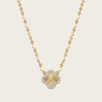 clover form taş detaylı gold kolye modeli