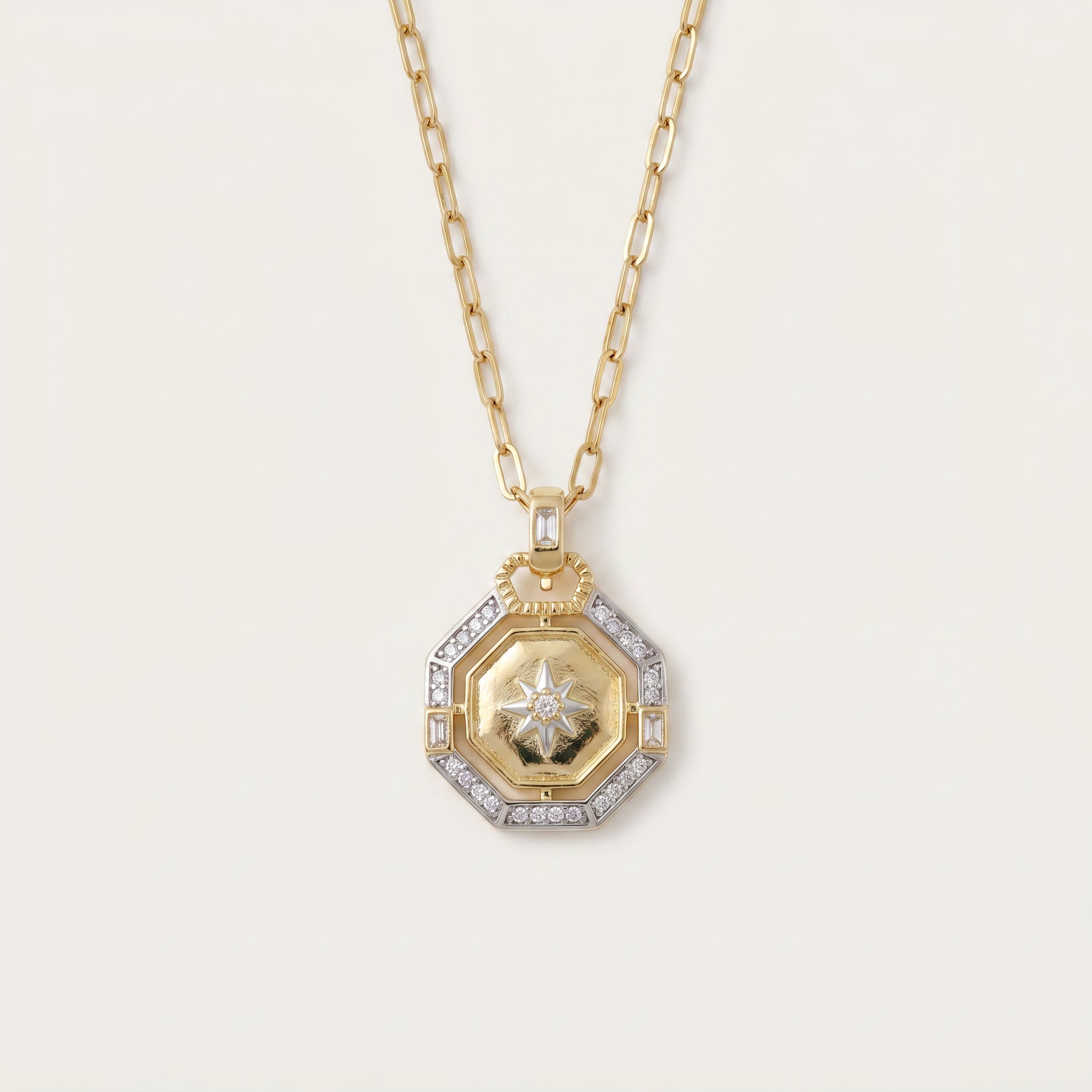 Yıldız Motifli Octagon Gold Kolye